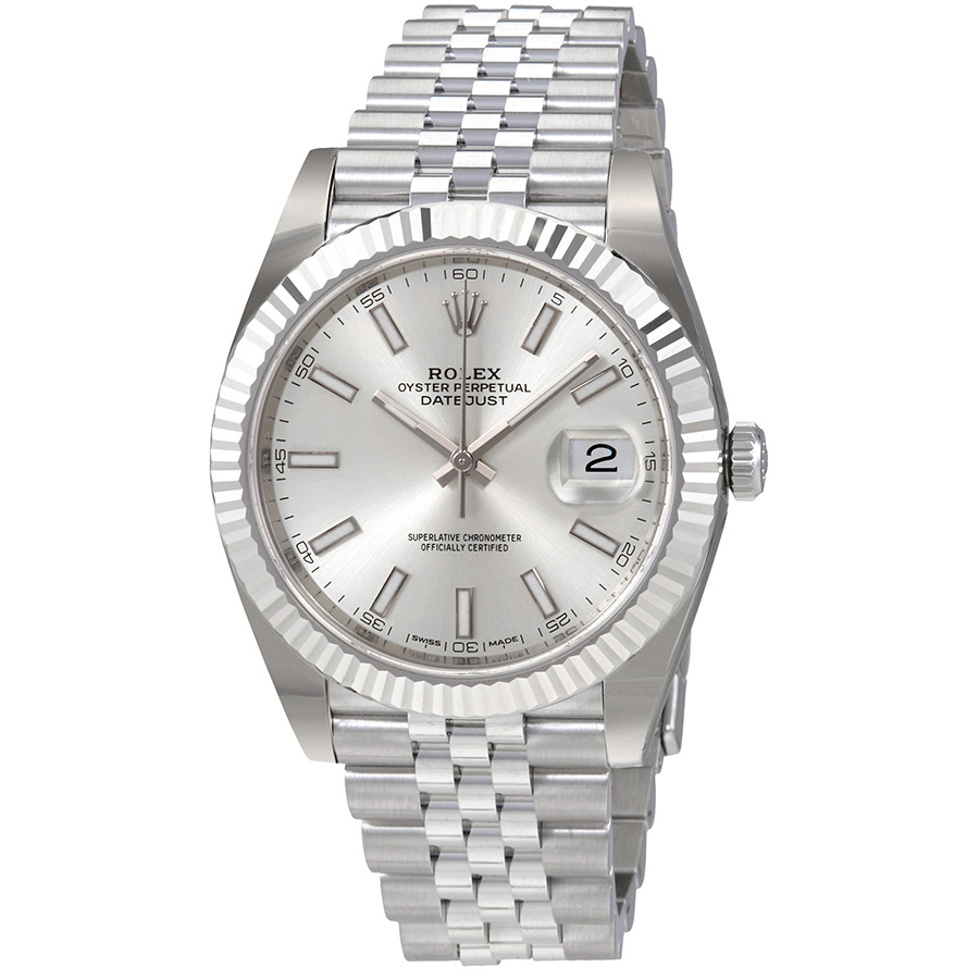 preowned rolex oyster perpetual silver dial mens watch m1263340004