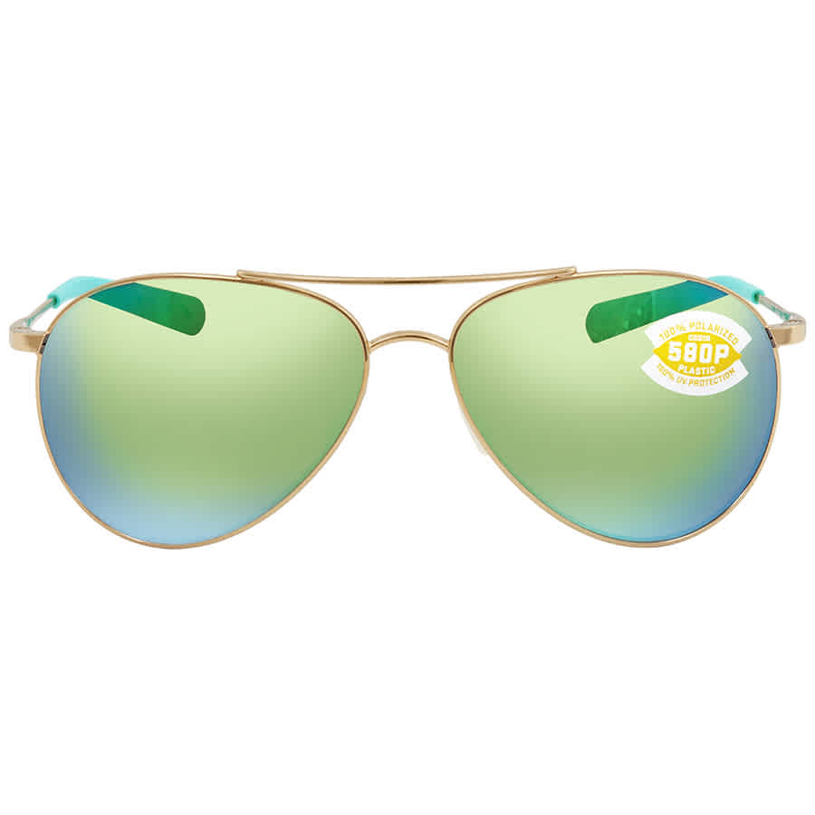 Costa Del Mar Costa Piper Shiny Gold Frame Sunglasses w/Green Mirror 580P Lenses 06S6003-60030558