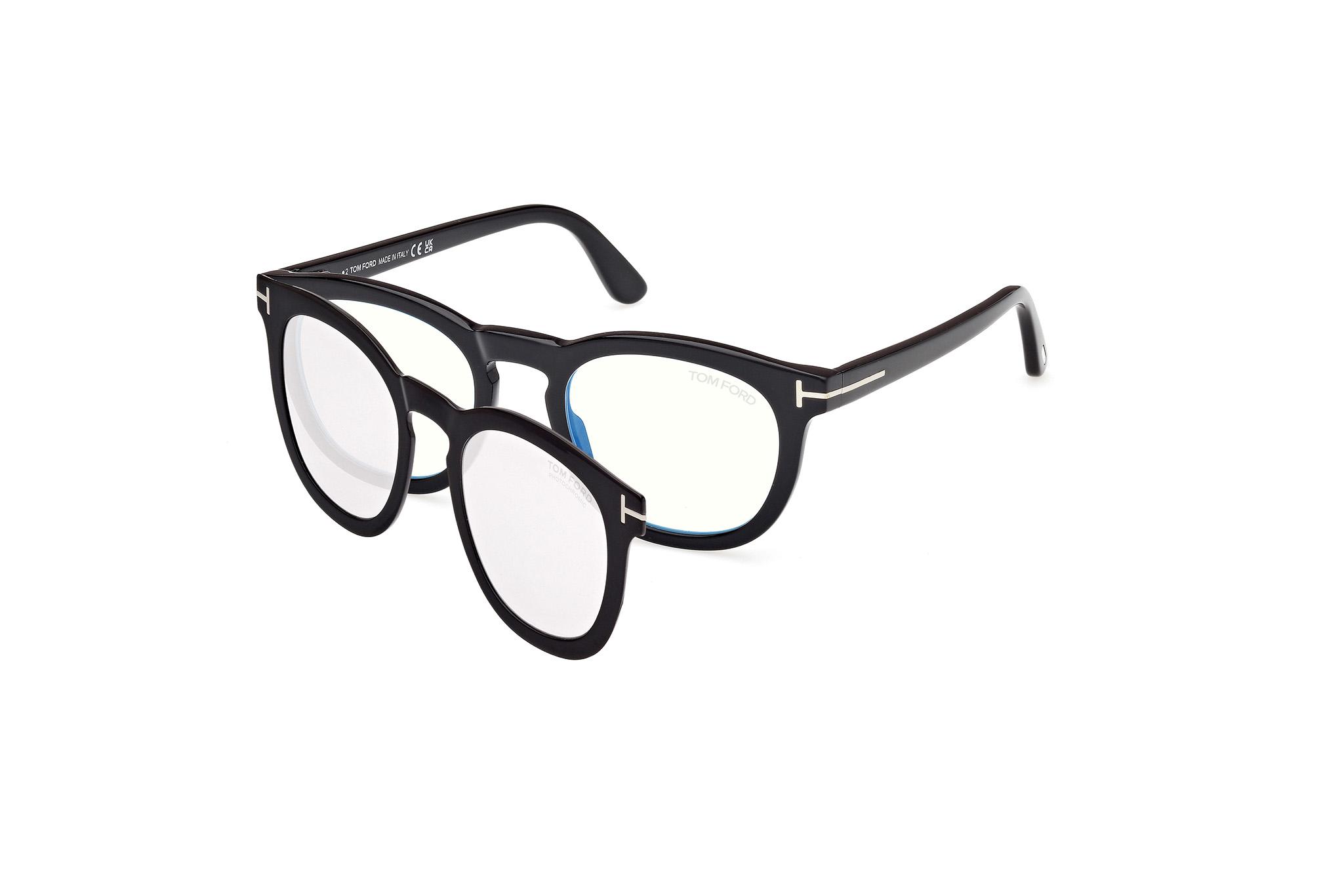 Tom Ford Blue Light Block with Photochromatic Clip On Round Mens Eyeglasses FT5993-B 005 50 175$