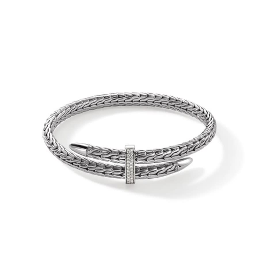 John Hardy Spear Flex Cuff Sterling Silver Diamonds 55MM - Size M - CBP9011072DIXM 1925$