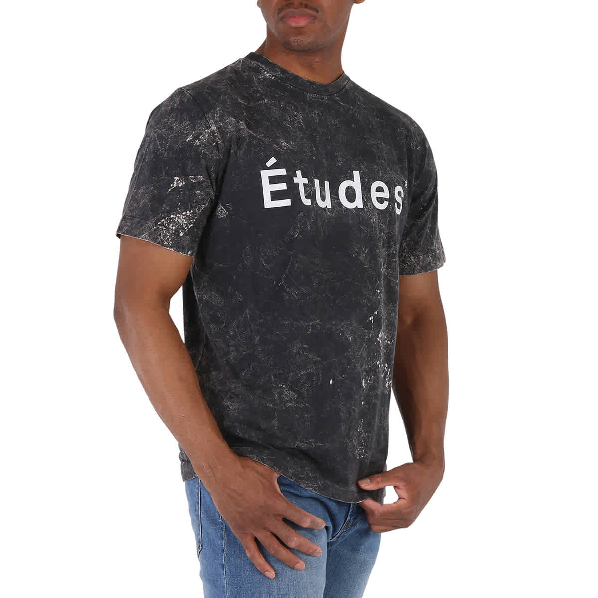 Etudes Men's Bleached Black Logo-Print Organic Cotton T-Shirt