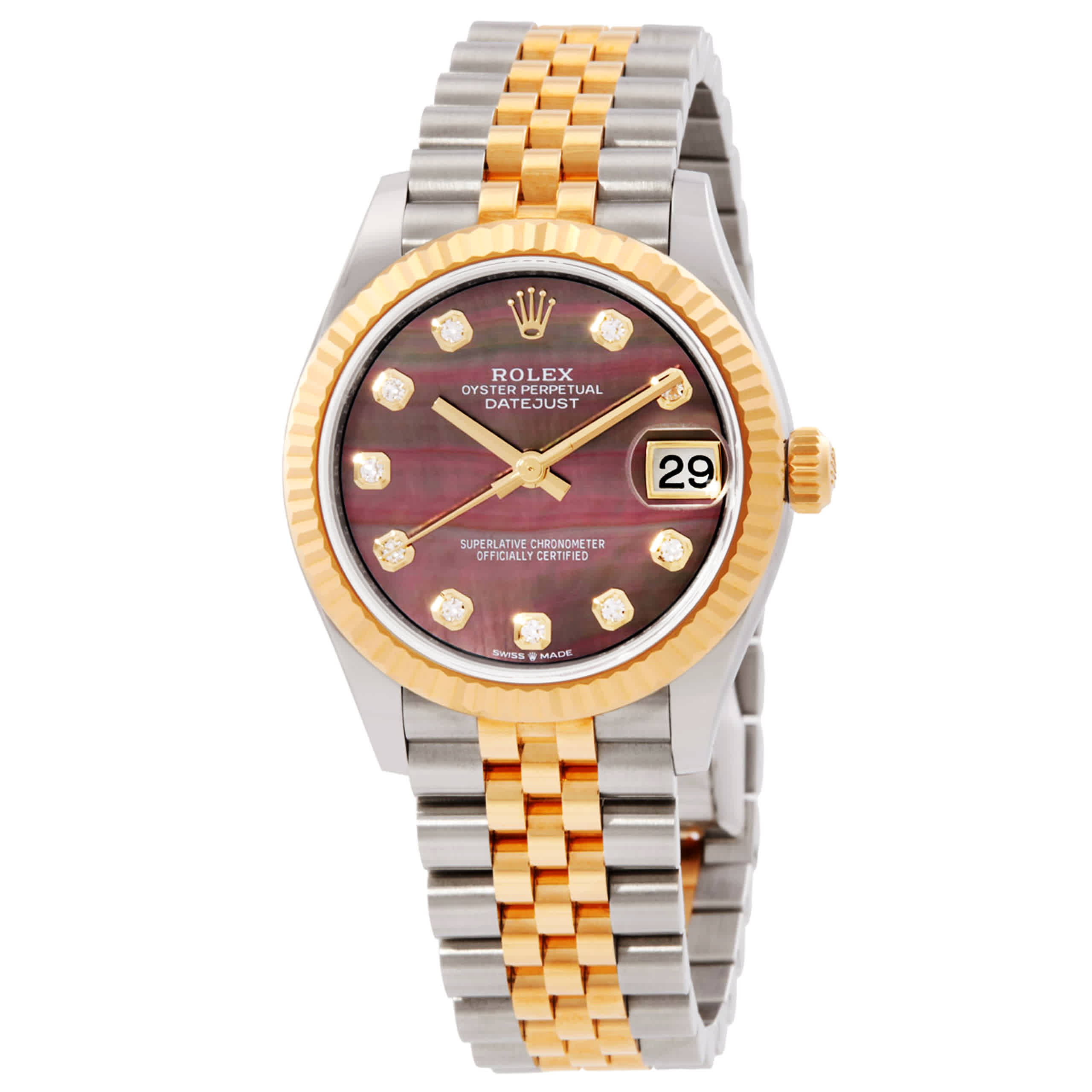 Rolex Datejust 31 Automatic Diamond Black Mother Of Pearl Dial Ladies Watch 278273BKDJ