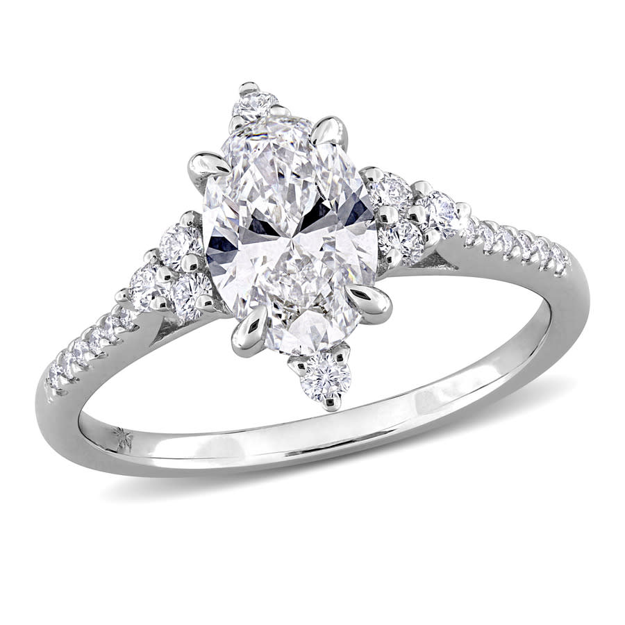 Created Forever 1 1/2ct TW Oval and Round-Cut Lab-Grown Diamond Engagement Ring in 14k White Gold