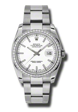 Rolex Oyster Perpetual Datejust 36 White Dial Stainless Steel Bracelet Automatic Ladies Watch 116244WSO