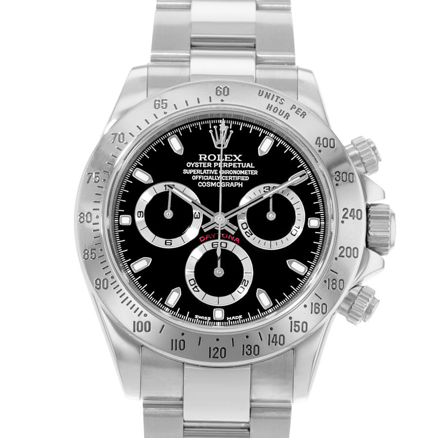 Preowned Rolex Cosmograph Daytona Chronograph Automatic Chronometer Black Dial Mens Watch 116520 BKSO