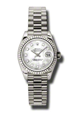 Rolex LadyDatejust 26 Mother Of Pearl Dial 18K White Gold President Automatic Ladies Watch 179179MDP