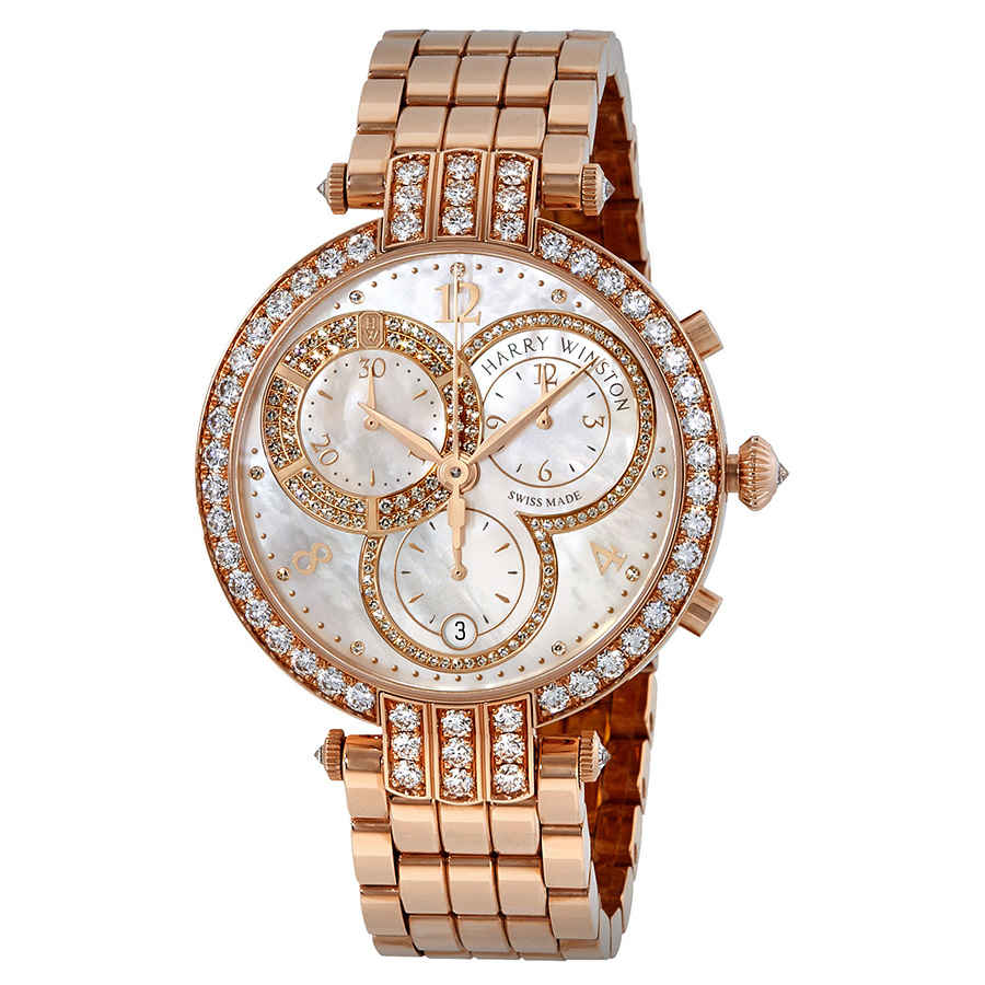 Harry Winston Premier Mother of Pearl Dial Ladies 18K Rose Gold Chronograph Watch PRNQCH40RR003 52435$