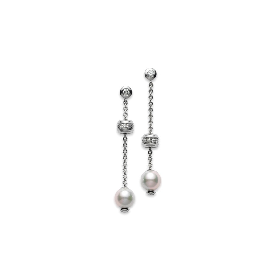 Mikimoto 18K White Gold Akoya Diamond 044Ct Pearl Earrings - PEL757DW 3700$