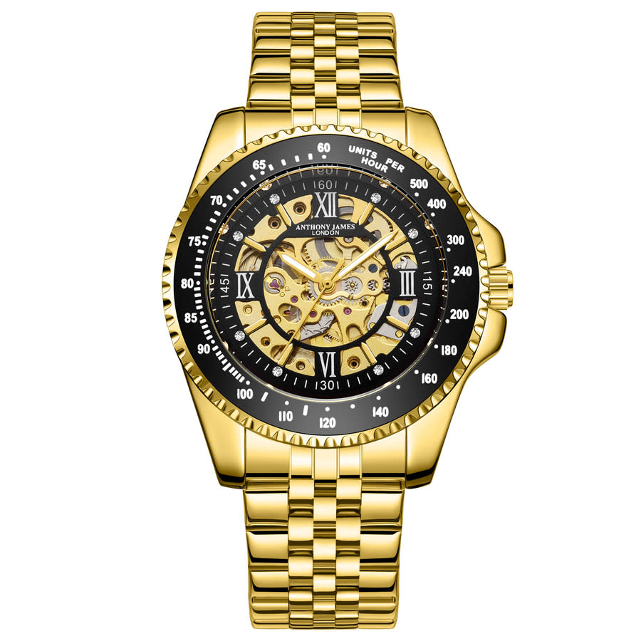 Anthony James Tachymeter Automatic Gold Dial Mens Watch AJ009N2
