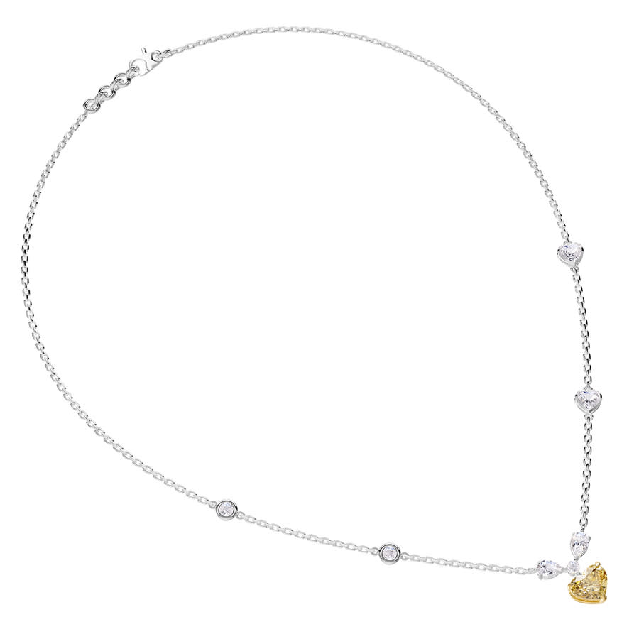 Diamond2Deal 925 Sterling Silver Two-tone 3 Ct Heart Shape White Yellow Lab Grown Diamond Pendant Necklace 18 VS1 1275$
