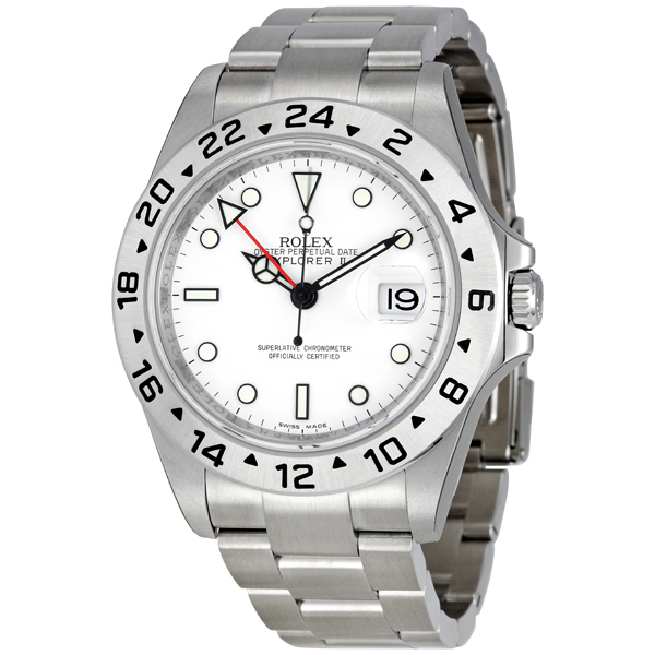 Preowned Rolex Explorer Ii GMT White Dial Mens Watch 16570WSO