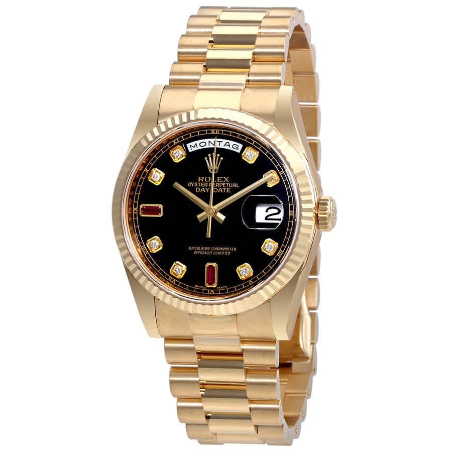 Rolex Oyster Perpetual DayDate Automatic Mens 18 Carat Yellow Gold President Watch 118238BKDRP