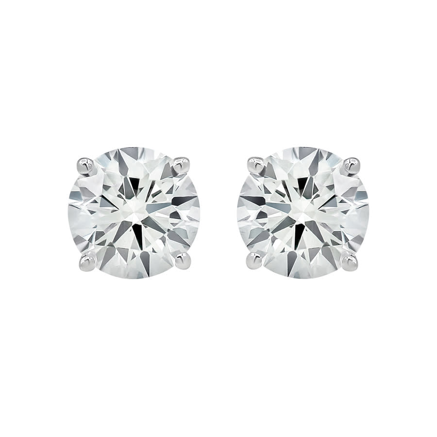 Brilliant Diamond 3.50 Carat Round Lab Grown Diamond Stud Earrings in 14K White Gold, Push Back Clasp, I-J Color, SI Clarity