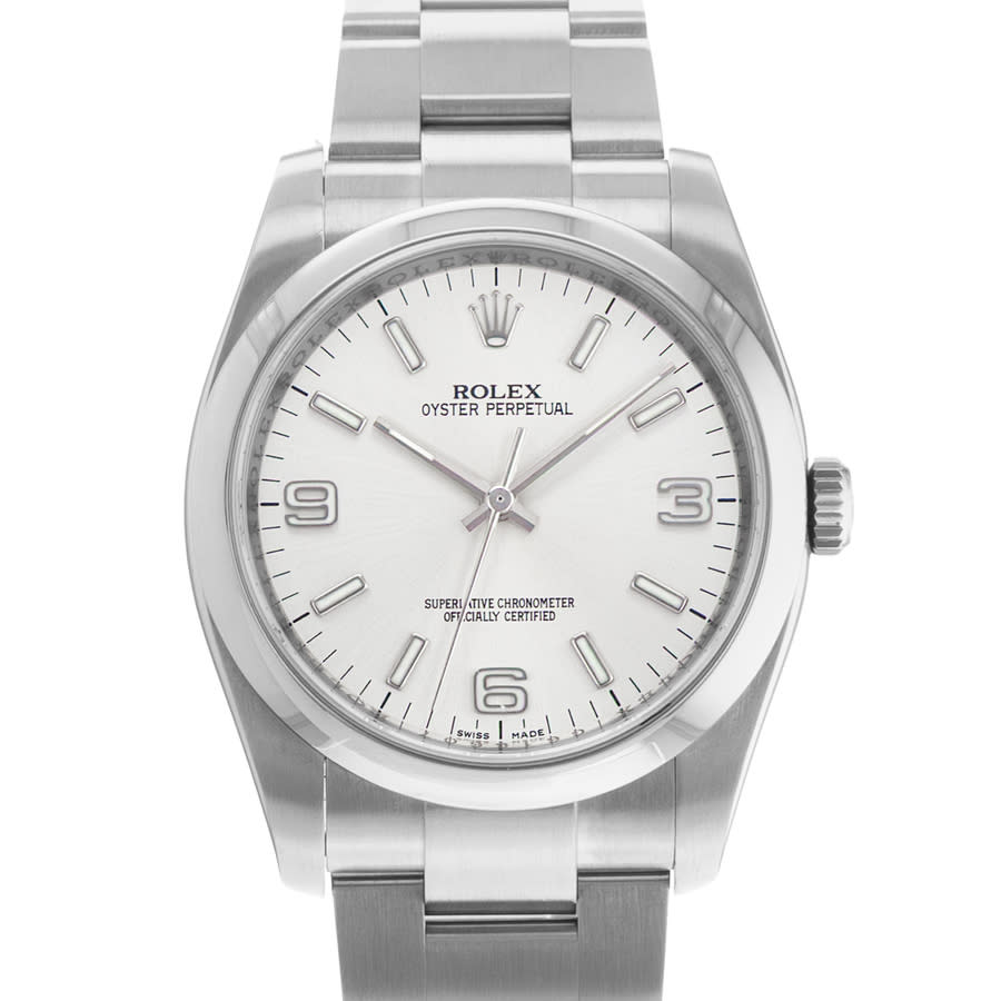 Preowned Rolex Oyster Perpetual 36 Automatic Chronometer Silver Dial Mens Watch 116000 SASO