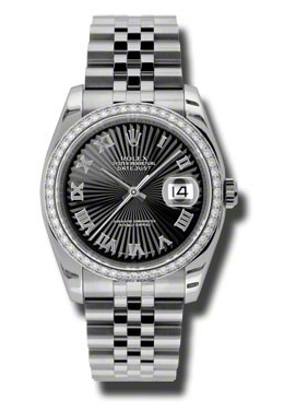 Rolex Oyster Perpetual Datejust 36 Black Dial Stainless Steel Jubilee Bracelet Automatic Ladies Watch 116244BKSBRJ