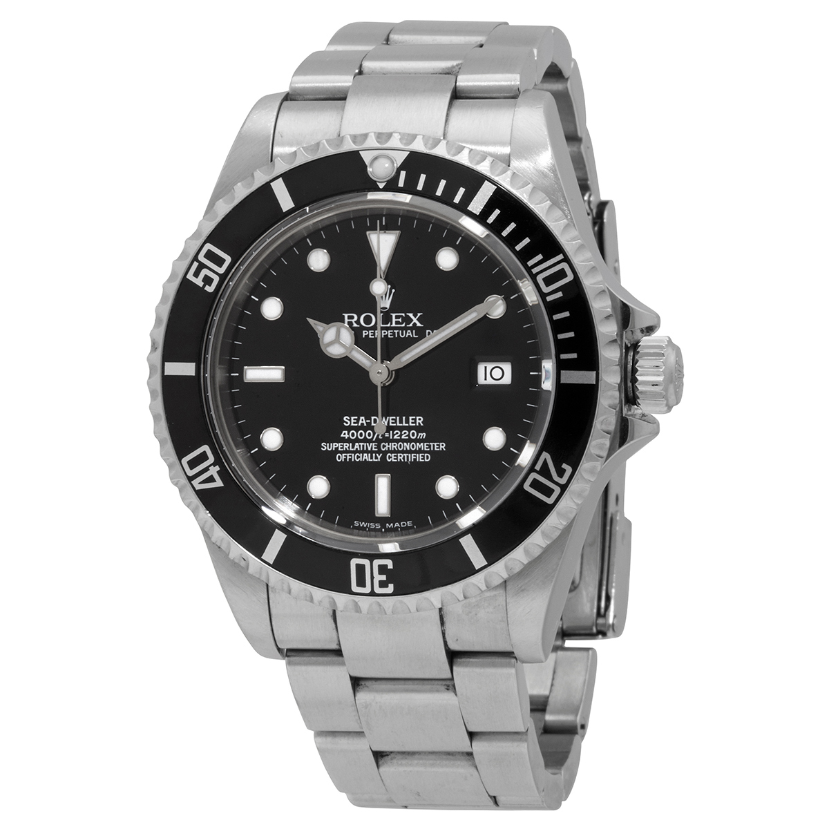 Preowned Preowned Rolex Sea Dweller Black Dial Stainless Steel Mens Watch 16600BKSO