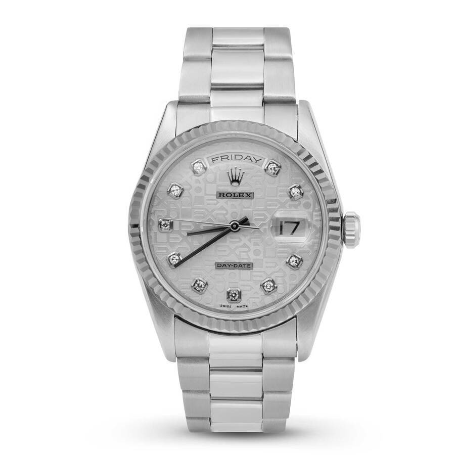 Preowned Rolex DayDate Automatic Chronometer Diamond White Dial Unisex Watch 118239 WDO