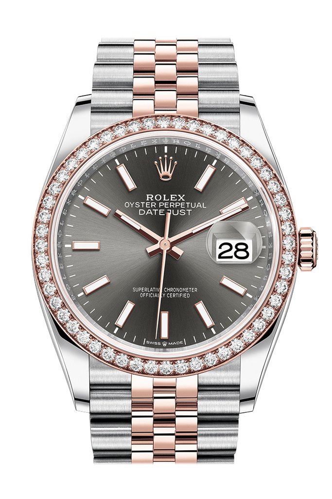 Rolex Datejust 36 Dark Rhodium Dial Mens Steel and 18k Everose Gold Jubilee Watch 126281RSJ 27275$