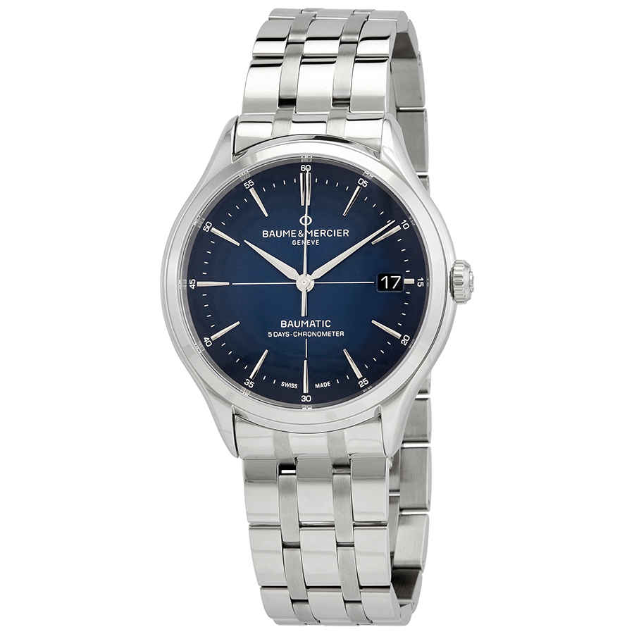 Baume et Mercier Clifton Baumatic Automatic Chronometer Blue Dial Mens Watch 10468