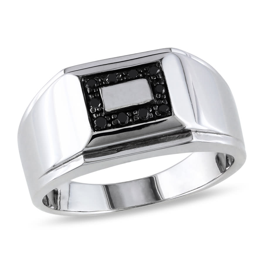 AMOUR 110 CT TW Mens Square Black Diamond Ring In Sterling Silver 120$