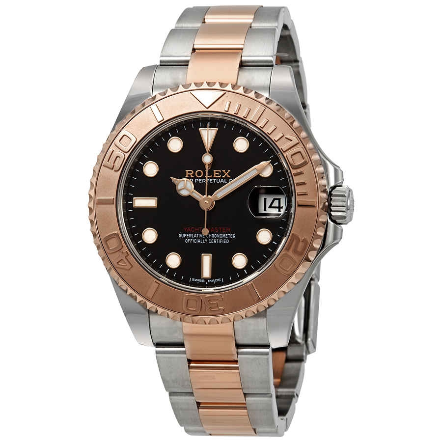 Rolex YachtMaster 37 Automatic Black Dial Ladies Steel and 18K Everose Gold Oyster Watch 268621BKSO