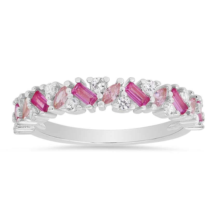 Kylie Harper Sterling Silver Multi Shape Pink Sapphire Ombre Band Ring
