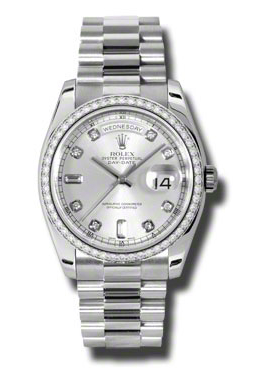 Rolex DayDate Silver Dial Platinum President Automatic Ladies Watch 118346SDP
