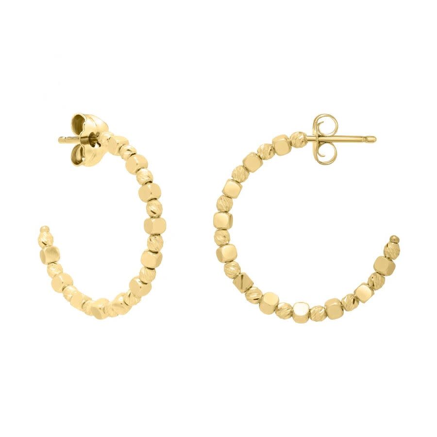 Tresorra 14K Yellow Gold Pebble C Hoop Earrings