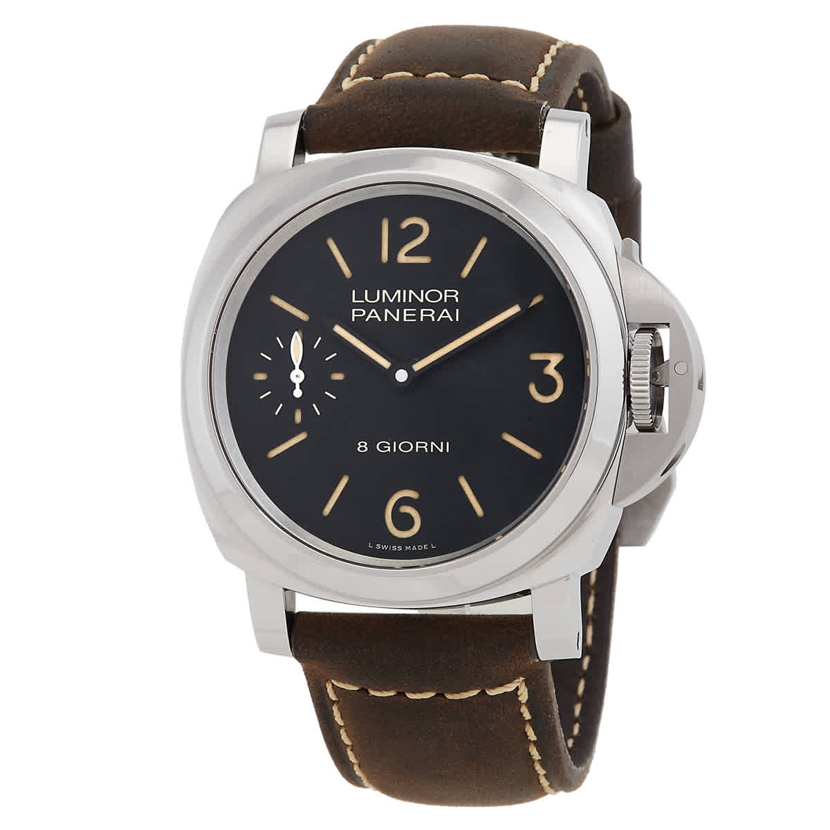 Panerai Luminor Base Hand Wind Black Dial Mens Watch PAM00915BR