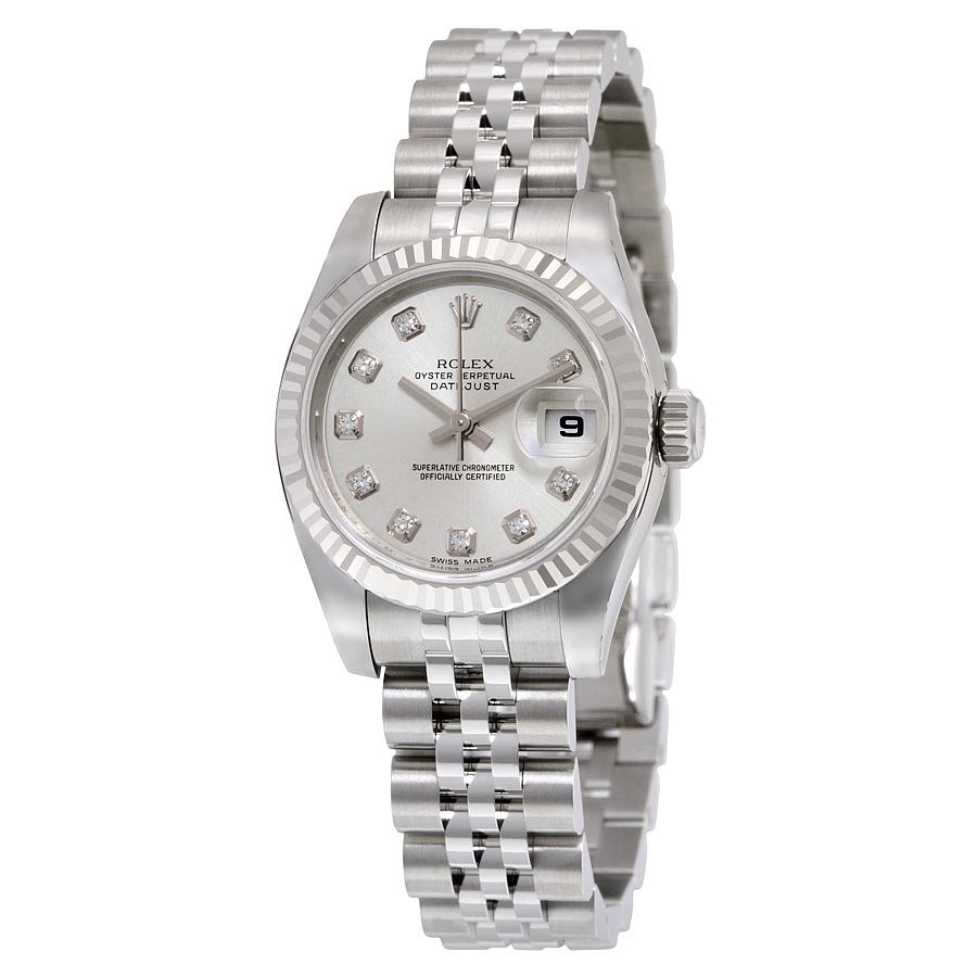 Preowned Rolex LadyDatejust Diamond Silver Dial Ladies Watch 179174SDJ