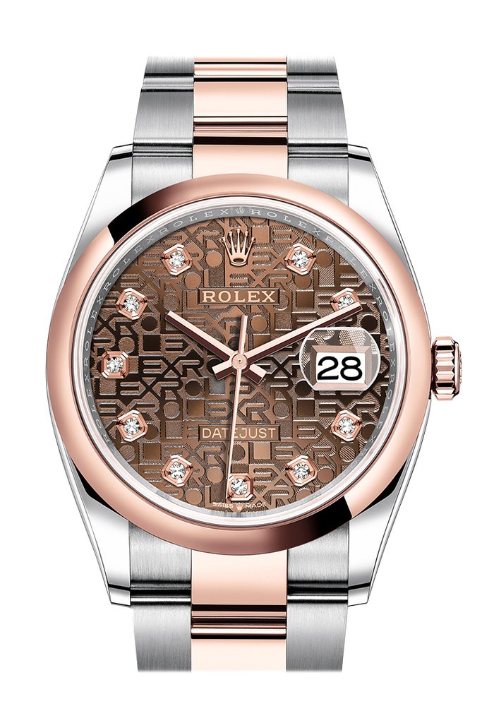 Rolex Datejust 36 Chocolate Jubilee Dial Mens Steel and 18k Everose Gold Oyster Watch 126201CHJDO