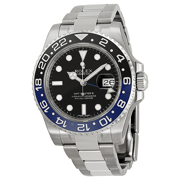 Preowned Rolex GMTMaster II Automatic Chronometer Black Dial Mens Watch 116710BLNR