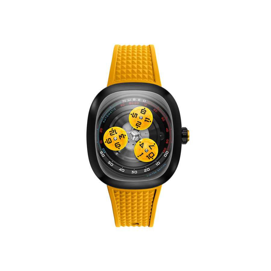 Nubeo Tri-Star Orbit Yellow Dial Mens Watch NB-6116-06