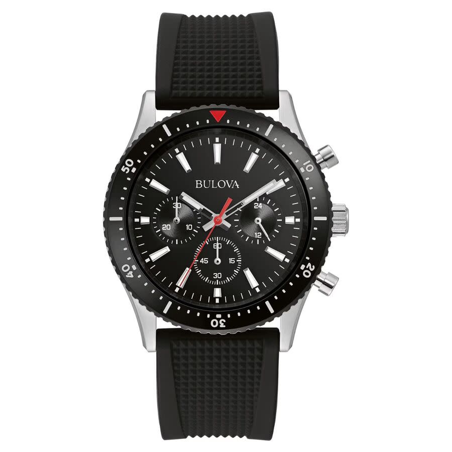 Bulova Chronograph Quartz Black Dial Mens Watch 98A267 255$