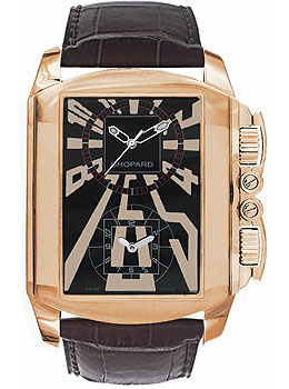 Chopard Dual Time Zone Black Dial Rose Gold Leather Mens Watch 162286-5001 20020$