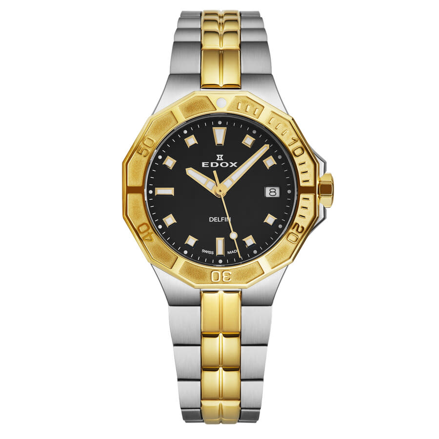Edox Delfin Quartz Diamond Black Dial Ladies Watch 53020-357JM-NID 488$