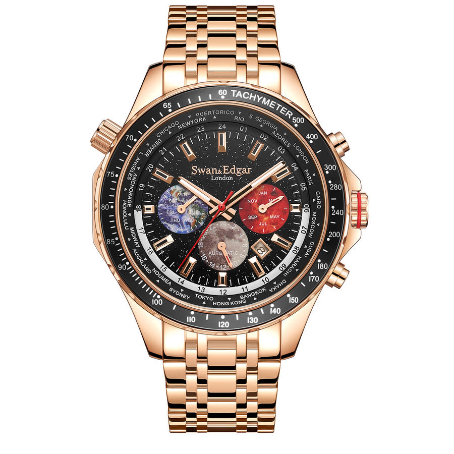 Swan & Edgar World Timer Black Dial Mens Watch SE0060S