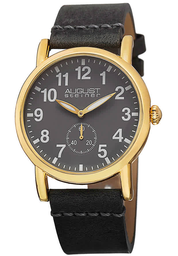 August Steiner Grey Black Leather Ladies Watch AS8110YG 53$