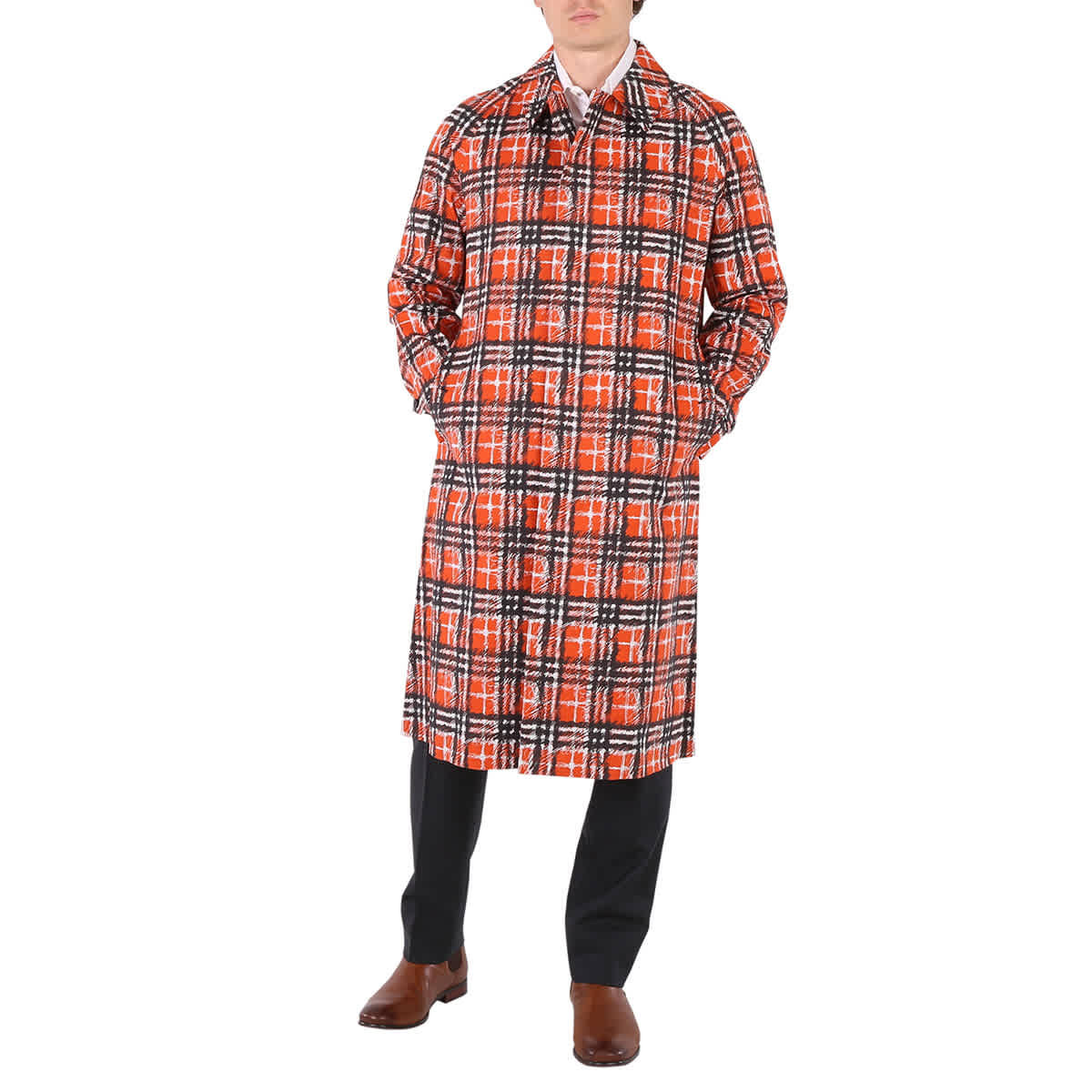 Burberry Scribble Check Cotton Car Coat In Bright Military Red eBay