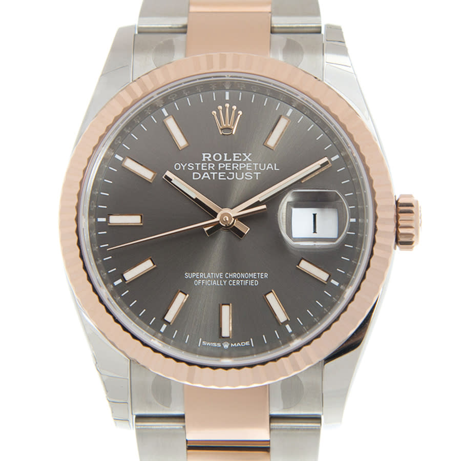 Rolex Datejust 36 Dark Rhodium Dial Automatic Mens Steel and 18k Everose Gold Oyster Watch 126231DRSO