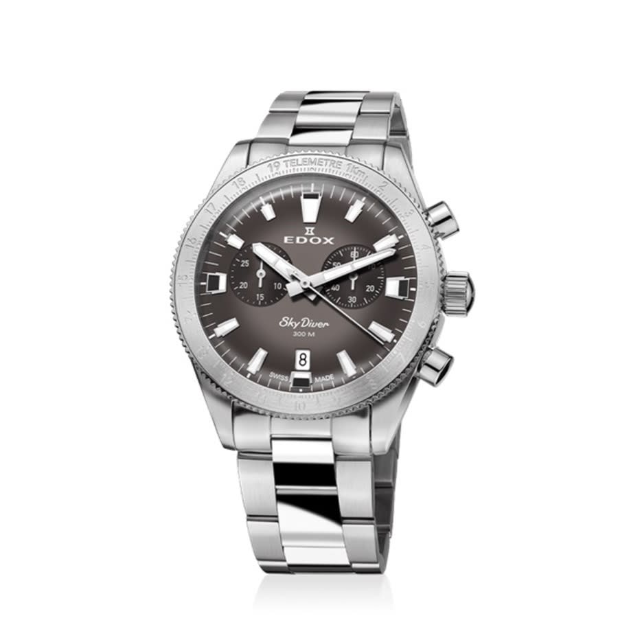 Edox Skydiver Chronograph Quartz Grey Dial Mens Watch 10116 3 GRIDN