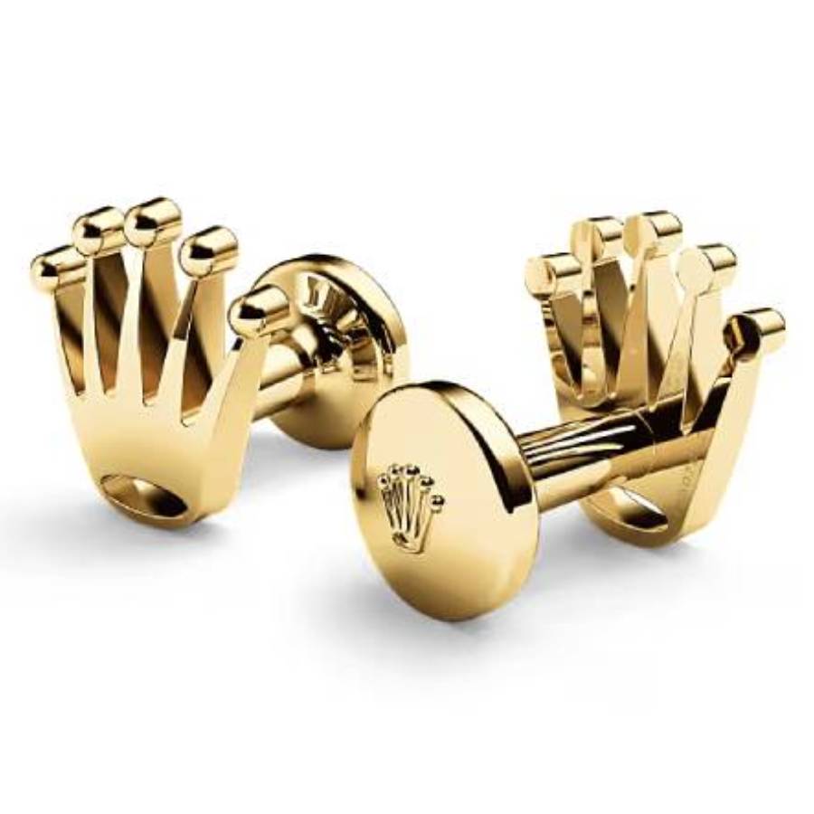 rolex 18 kt yellow gold crown cufflinks