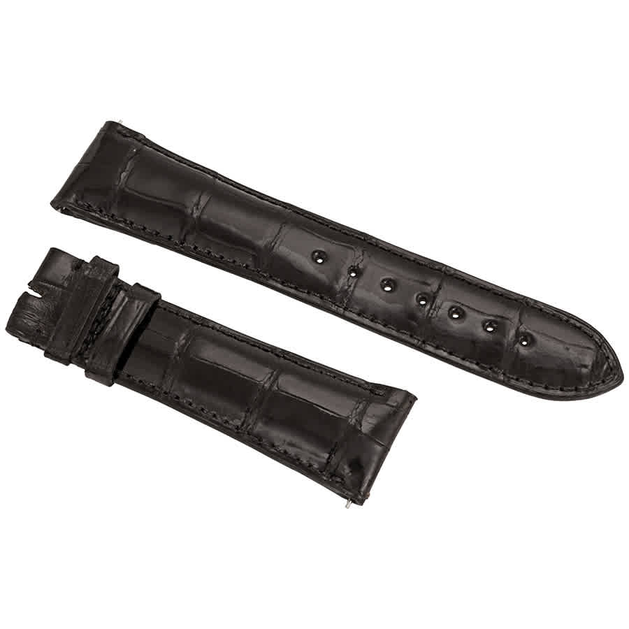 Hadley Roma 24 MM Shiny Black Alligator Leather Strap 24AAT01M