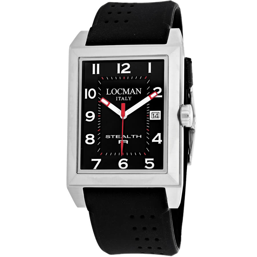 Locman Stealth R Black Dial Black Leather Mens Watch LO-240BK2BK