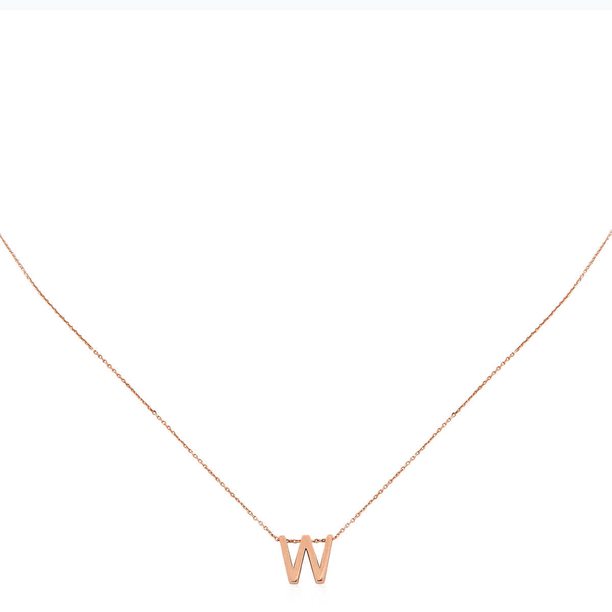 Vanrycke Ladies Abecedaire Rose Gold Letter W Necklace