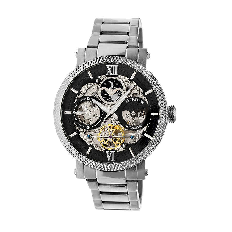Heritor Aries Black Skeleton Dial Automatic Mens Watch HR4402