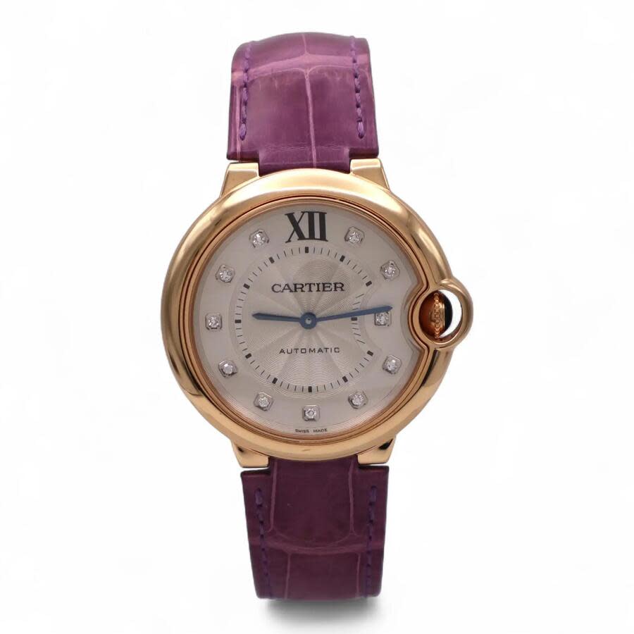 Preowned Cartier Ballon Bleu De Cartier Diamond Silver Dial Unisex Watch WE902028