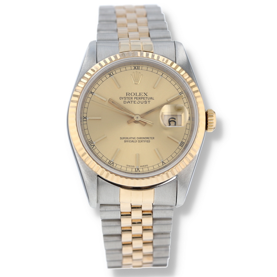 Preowned Rolex Datejust Automatic Chronometer Champagne Dial Unisex Watch 16233 CSJ