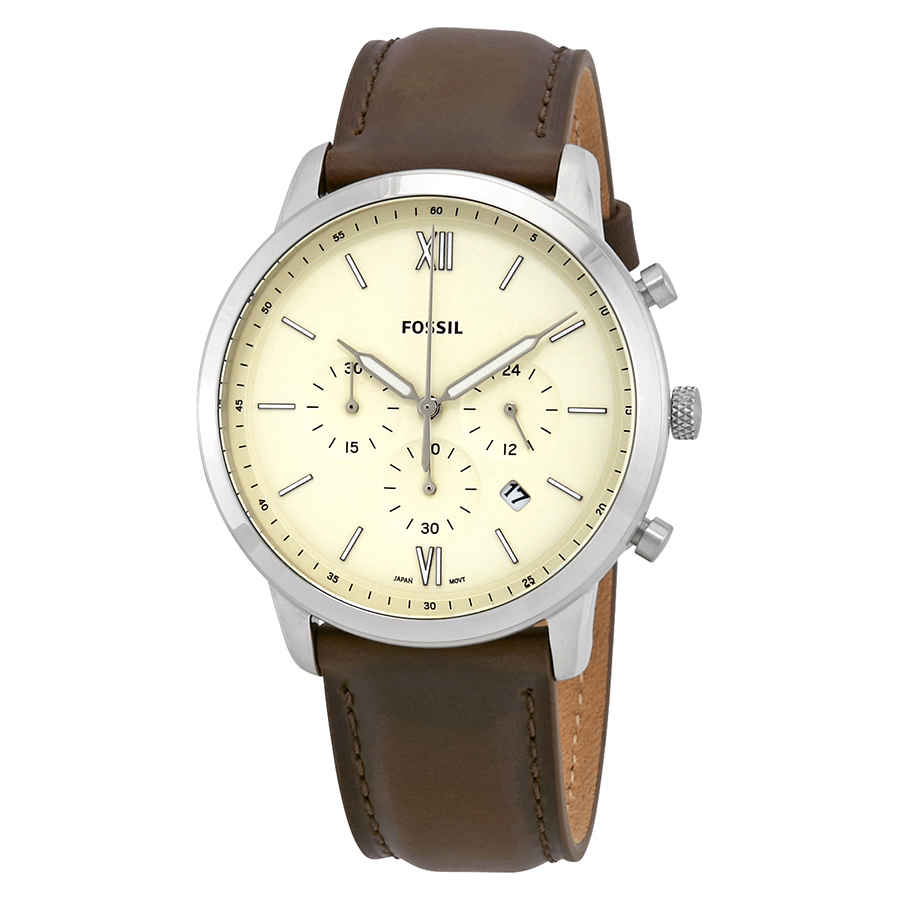 Fossil Neutra Chronograph Cream Dial Brown Leather Men's Watch FS5380 | eBay