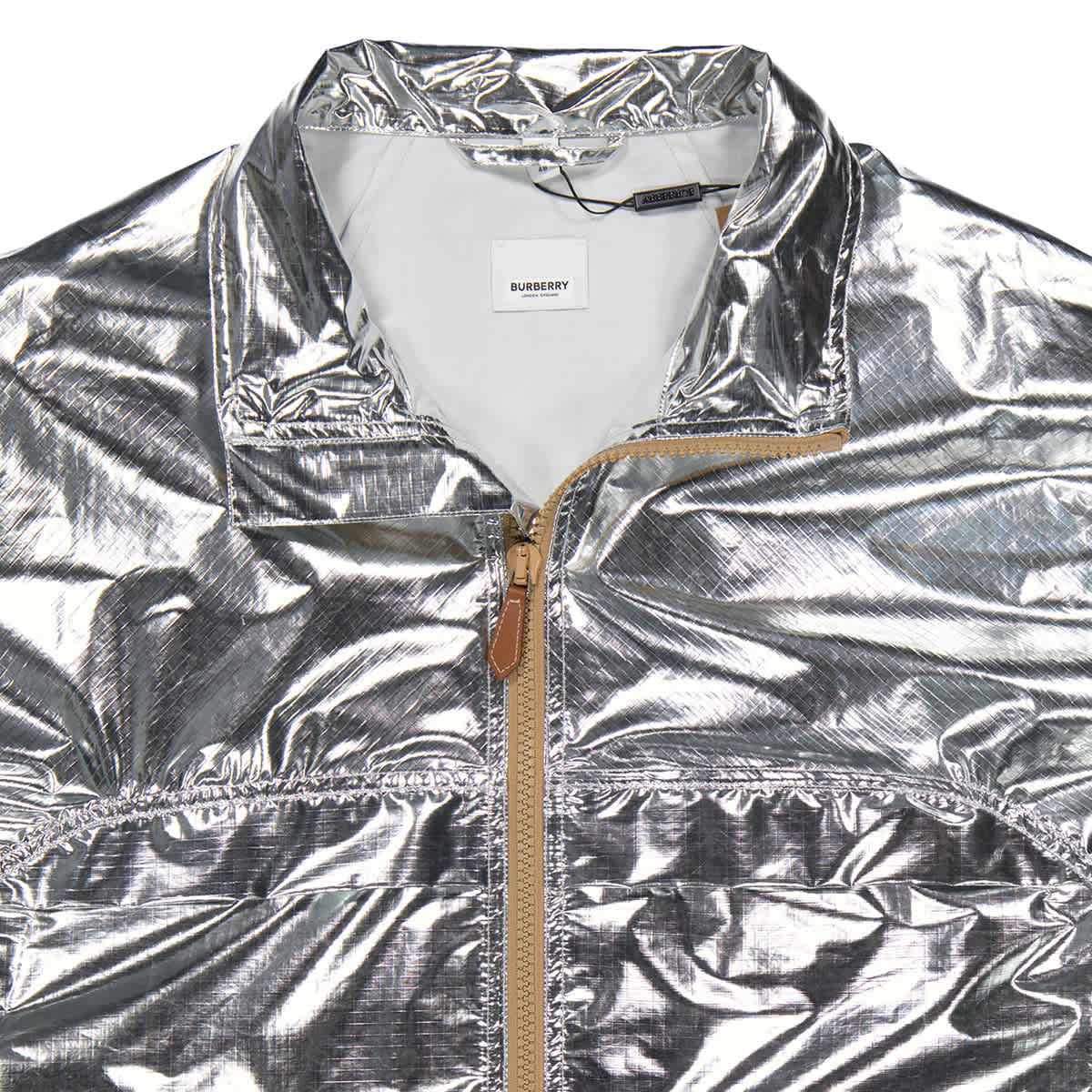 Burberry Silver Metallic Sheen Nylon Jacket | eBay